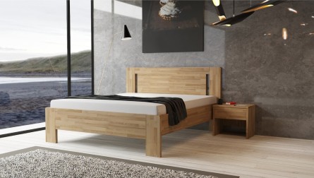 LÍVIA V - masivní dubová postel s vertikálně děleným čelem 140 x 200 cm