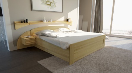 PETRA - masivní dubová postel  s rovným čelem u nohou 200 x 200 cm