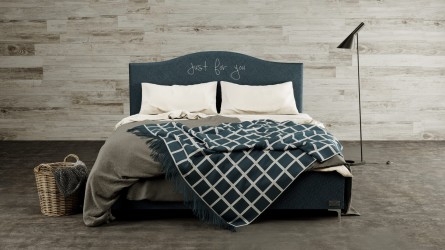 NAVY - čalouněná postel s možností vlastní výšivky (typ potahu A) 100 x 200 cm