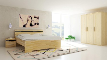 MONA - masivní dubová postel s možností proskleného čela 160 x 220 cm