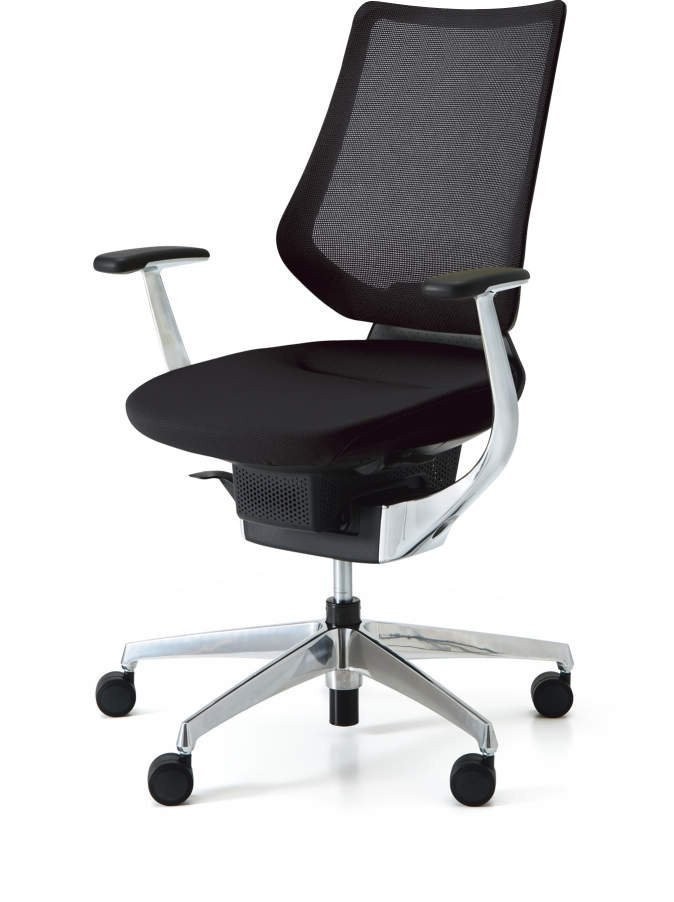 Kokuyo Japonská aktivní židle - Kokuyo ING GLIDER 360° chrom - černá, plast + textil + kov