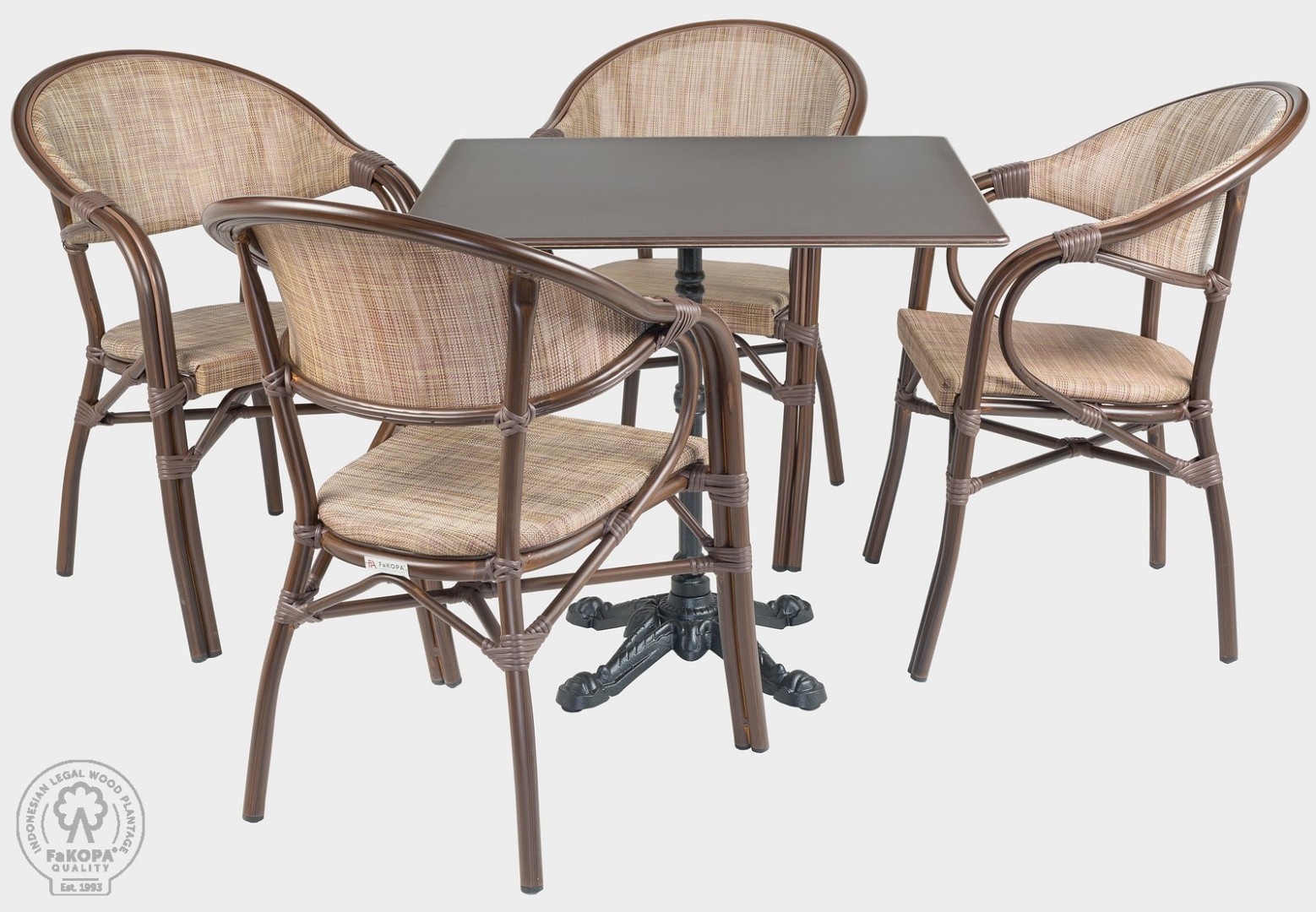 FaKOPA s. r. o. MILANO SET II - souprava s křesly a stolem 80 x 80 cm, hliník + textílie