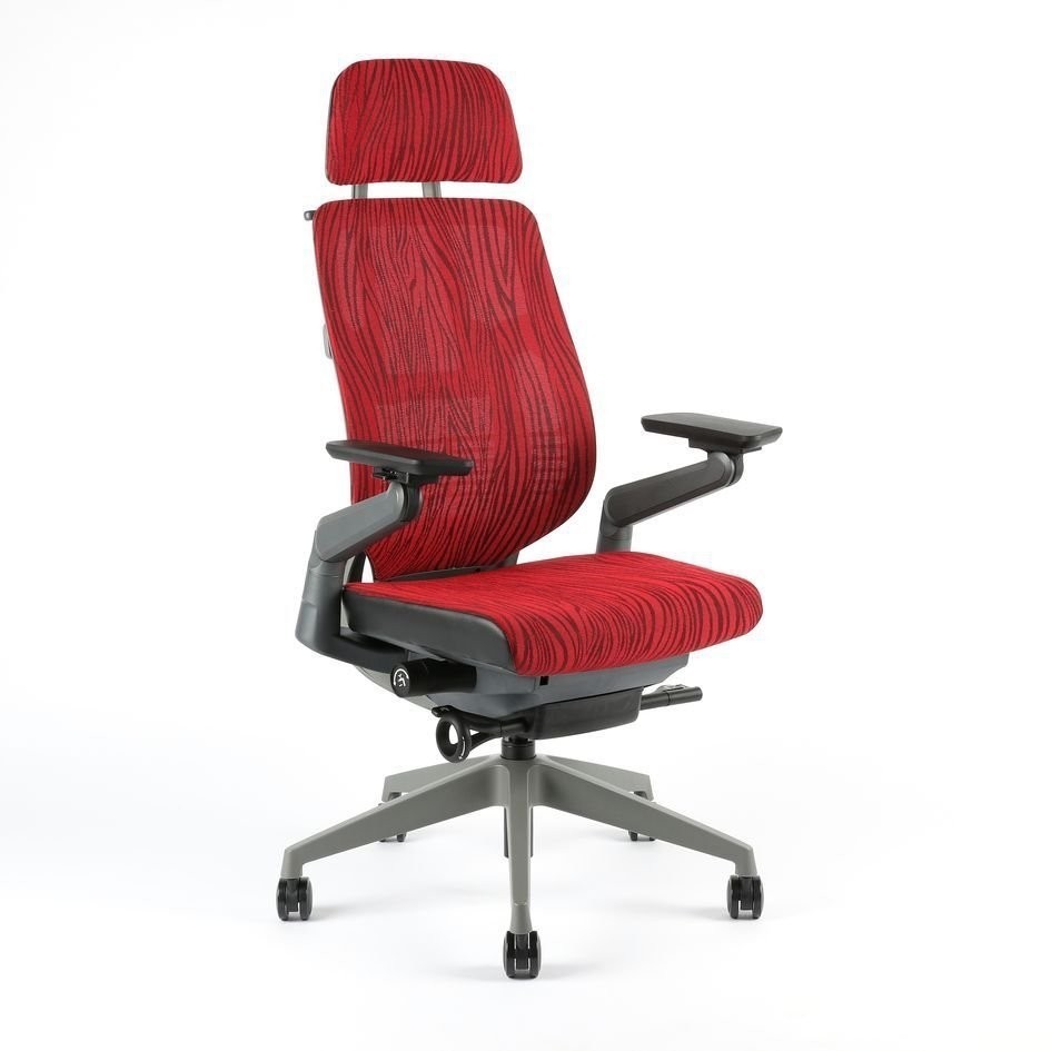 Office Pro - kancelářská židle KARME mesh s podhlavníkem - červená žíhaná