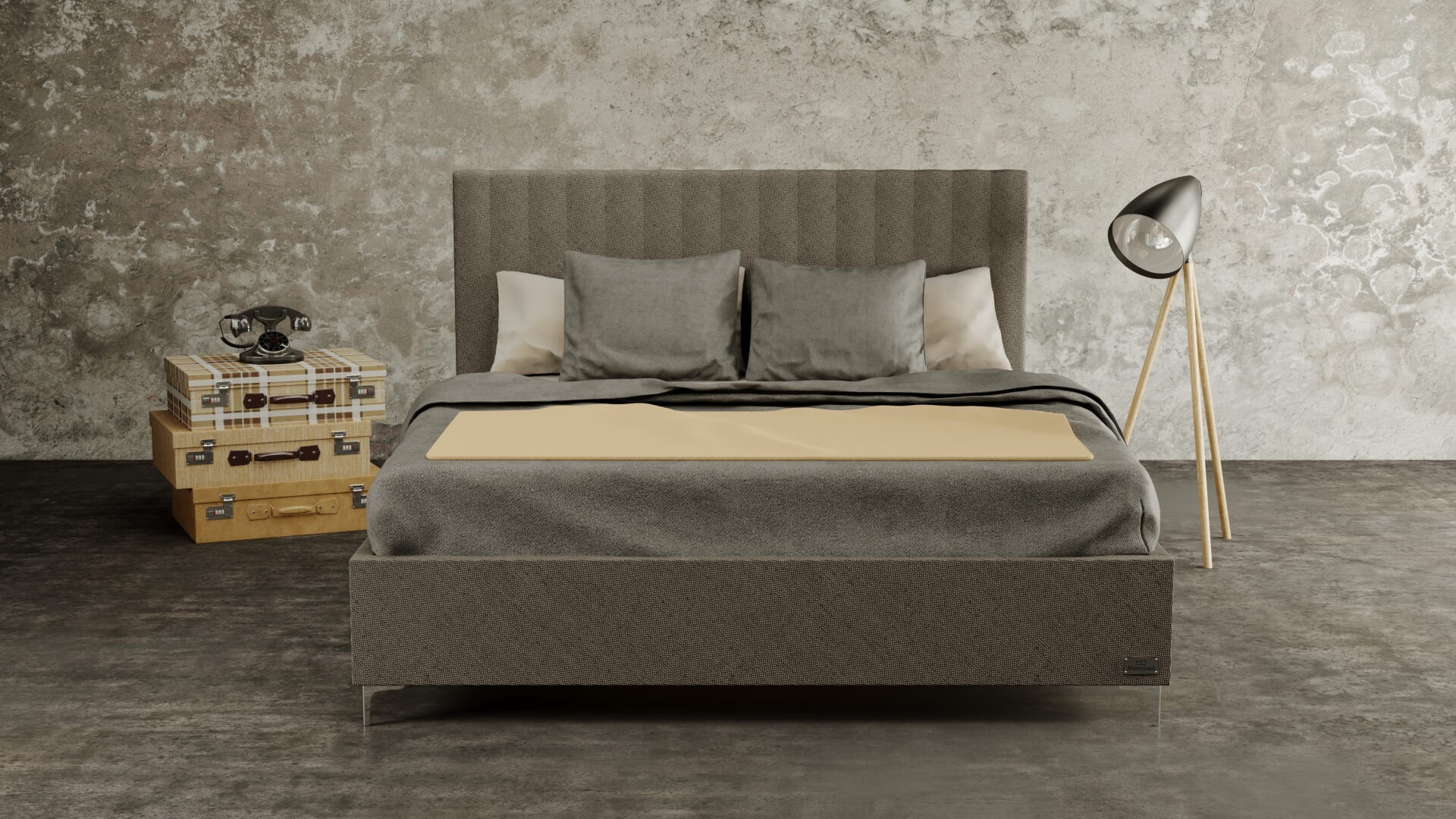 Materasso BELLATRIX - designová postel s čalouněným čelem (typ potahu A) 140 x 200 cm, celočalouněná + MDF deska