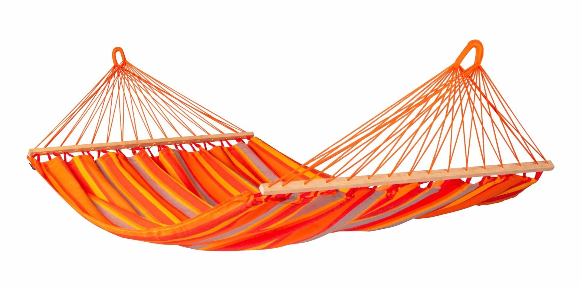 La Siesta Houpací síť s tyčí ALISIO DOUBLE - toucan, 100 % polypropylen/ rozpěrná tyč: bambus