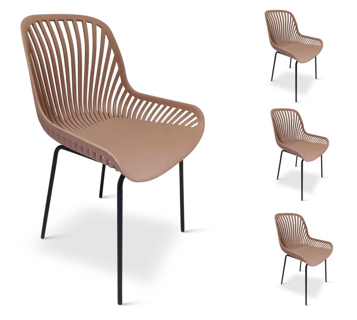Texim GABI - sada designových židlí - růžová, polypropylen + ocel
