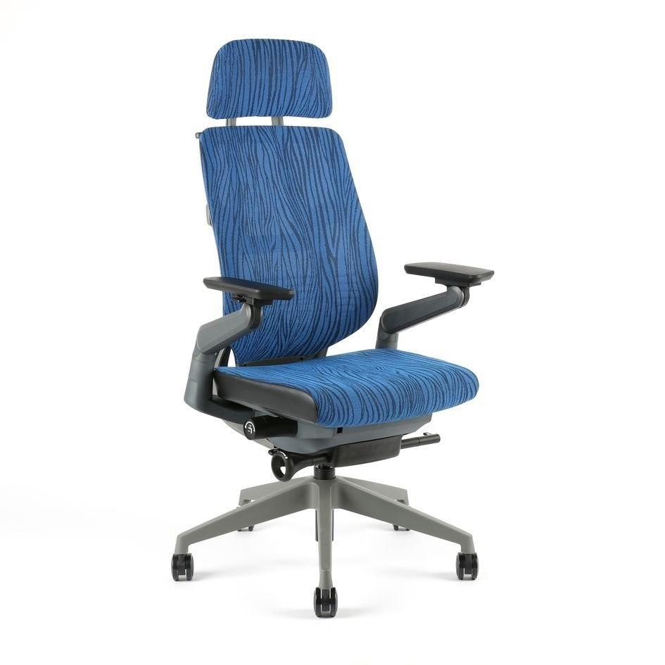 Levně Office Pro Office Pro - kancelářská židle KARME mesh s podhlavníkem - modrá žíhaná