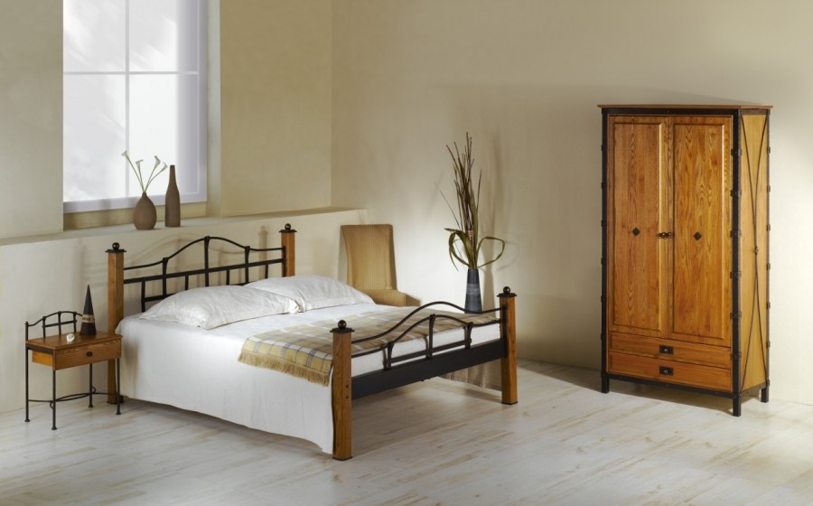 IRON-ART ALCATRAZ - robustní kovová postel 160 x 200 cm, kov + dřevo