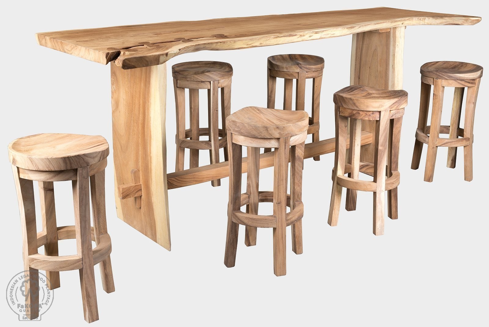 FaKOPA s. r. o. TRUNK BAR - dřevěný bar ze suaru 277 x 80 cm + 4 židle, suar