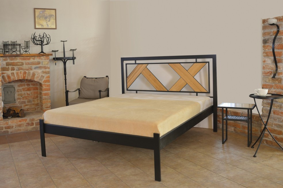 IRON-ART DOVER kanape - kovová postel v industriálním stylu 180 x 200 cm, kov + dřevo
