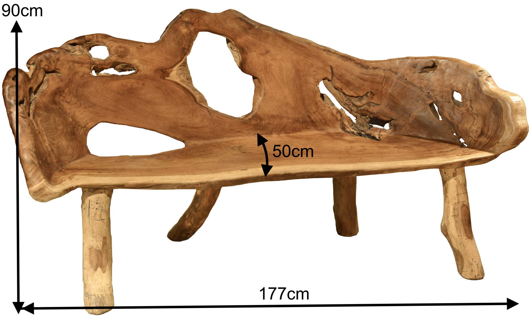 FaKOPA s. r. o. ROOT - záhradní lavice z teaku 177 cm, teakový kořen