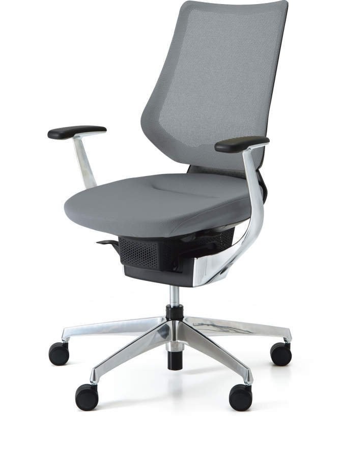 Kokuyo Japonská aktivní židle - Kokuyo ING GLIDER 360° chrom - šedá, plast + textil + kov