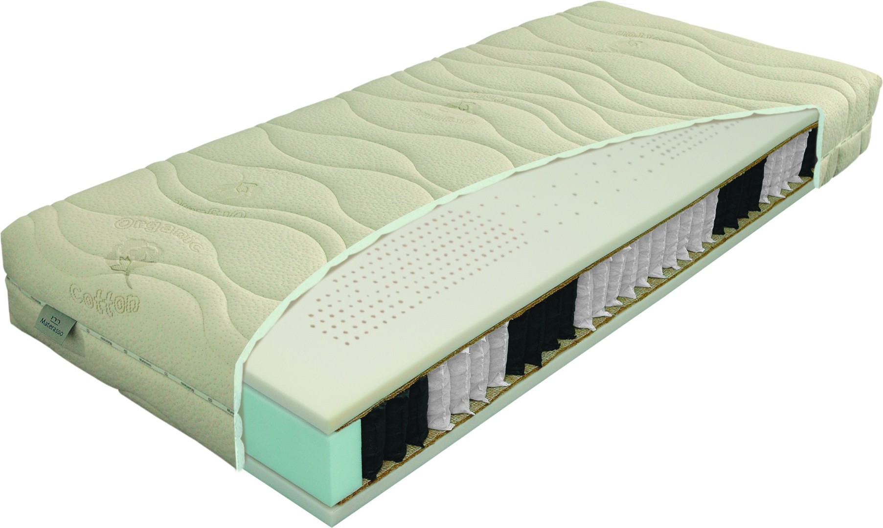 Materasso NATURA hydrolatex T3/T4 - luxusní oboustranná pružinová matrace pro zdravý spánek 160 x 200 cm, snímatelný potah