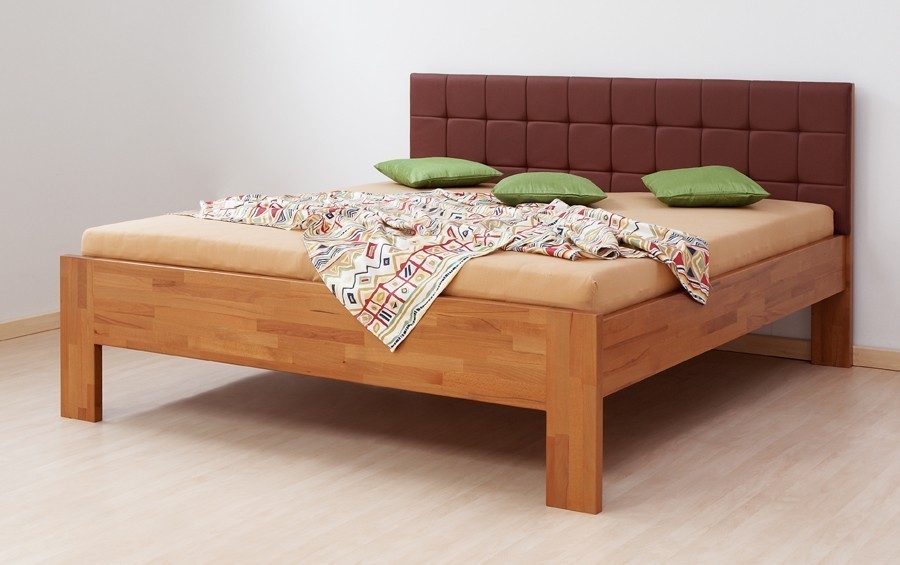 BMB DENERYS PARADISE - masivní dubová postel 120 x 200 cm, dub masiv + čalouněné čelo
