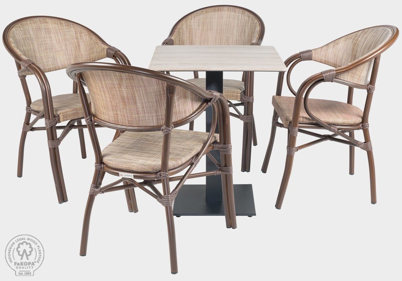 FaKOPA s. r. o. MILANO SET - souprava s křesly a stolem 60 x 60 cm, hliník + textílie