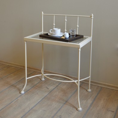 IRON-ART Noční stolek AMALFI - se skleněnou deskou, kov + sklo