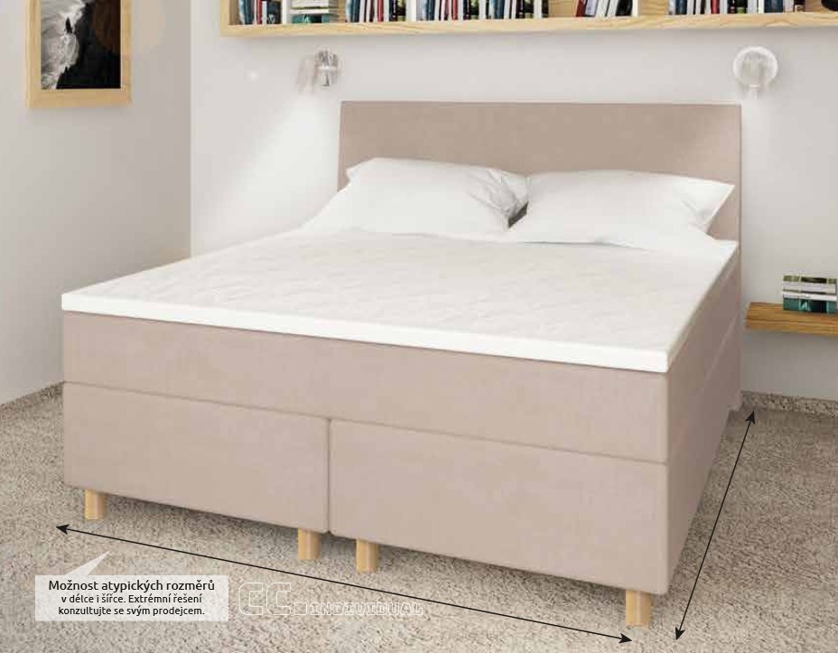 Tropico TROPICO CONTINENTAL COMFORT - kontinentální postel s luxusní matrací na výběr z řady Curem a Spirit Superior 90 x 190 cm, celočalouněná + MDF deska, snímatelný potah