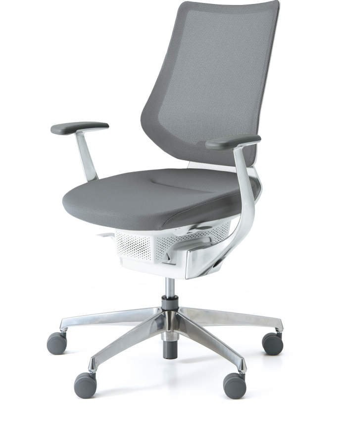 Kokuyo Japonská aktivní židle - Kokuyo ING GLIDER 360° chrom - šedá, plast + textil + kov