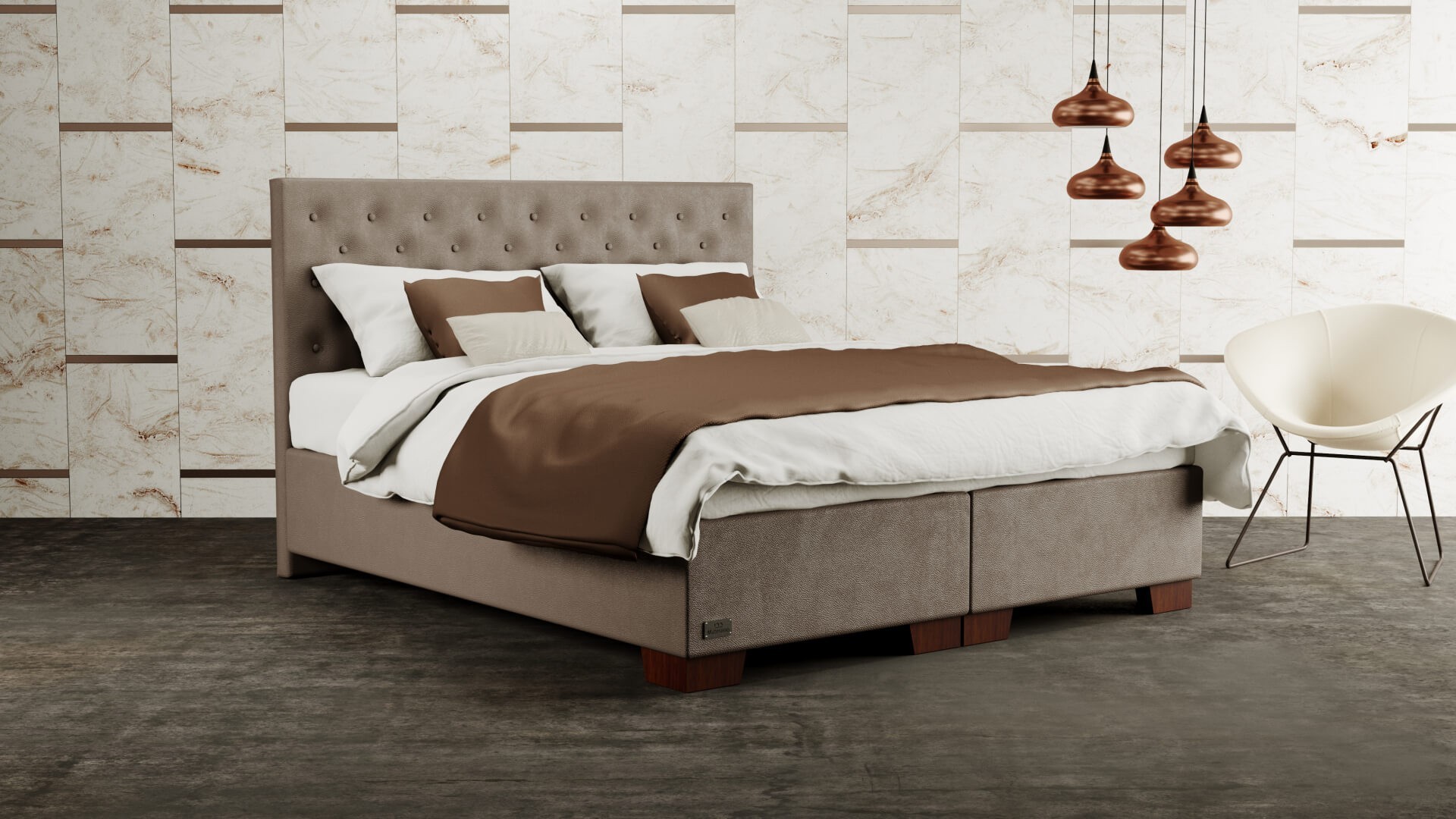 Materasso VELORUM - čalouněná postel (typ potahu A), celočalouněná + MDF deska