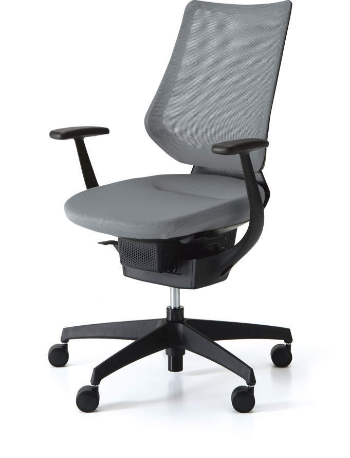 Kokuyo Japonská aktivní židle - Kokuyo ING GLIDER 360° černá kostra - šedá, plast + textil