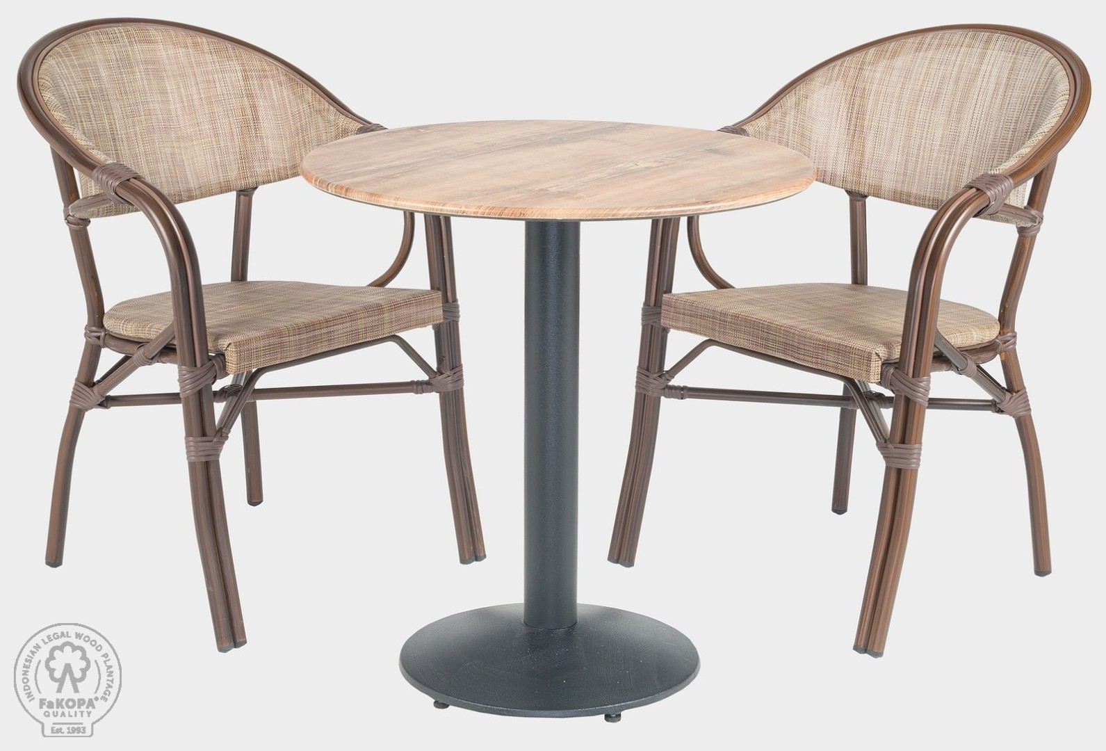FaKOPA s. r. o. MILANO SET IX - jídelní set s 2 křesly a stolem ø 70 cm, hliník + textílie
