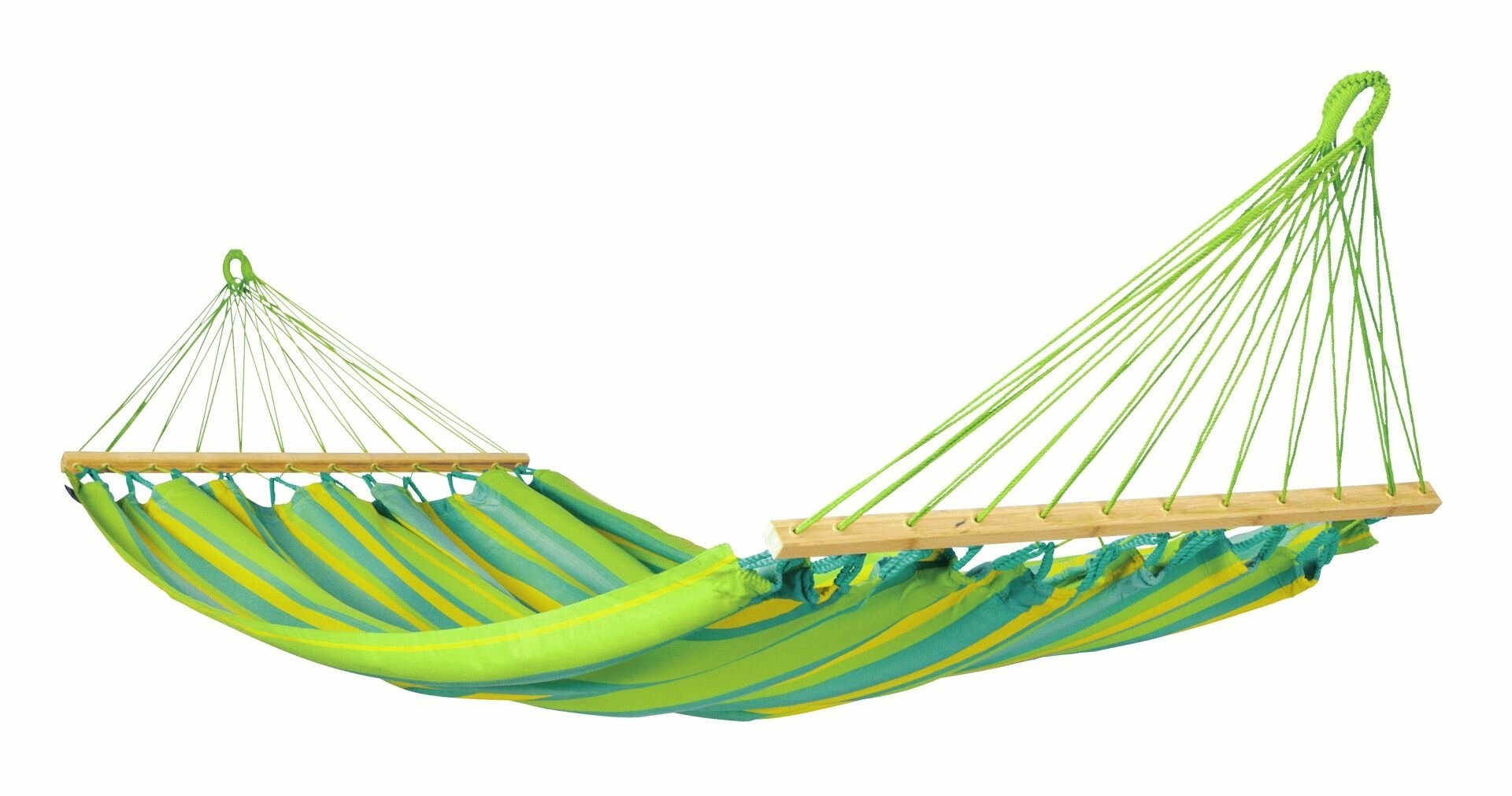 La Siesta Houpací síť s tyčí ALISIO SINGLE - lime, 100 % polypropylen/ rozpěrná tyč: bambus