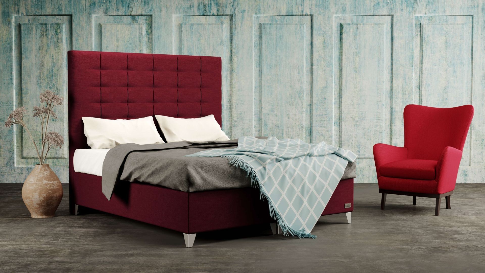 Levně Materasso WILD - designová čalouněná postel s vysokým čelem (typ potahu A) 100 x 200 cm
