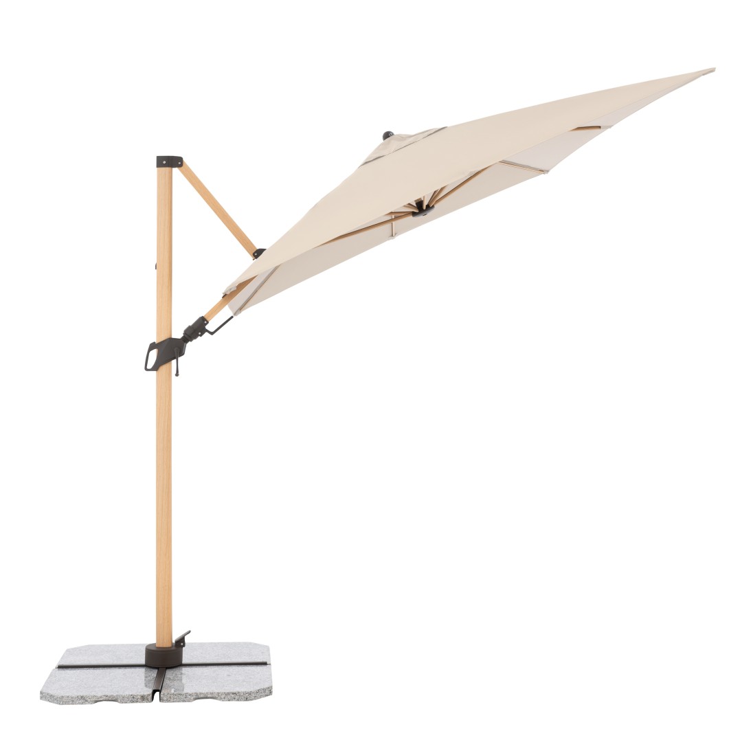 Doppler ALU WOOD 220 x 300 cm - výkyvný zahradní slunečník s boční tyčí s ULTRA UV ochranou, 100 % polyester