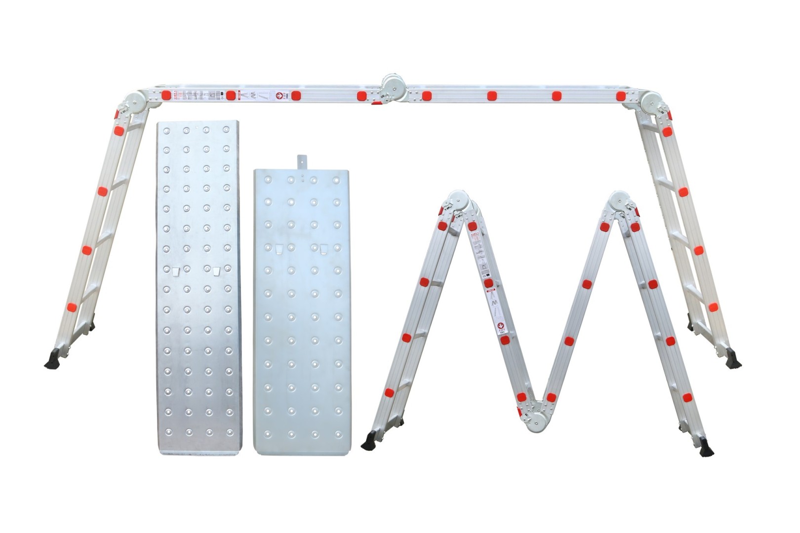 Levně Texim SILVER - NVLG-44 multifunkční hliníkový žebřík 4x4 - 473 cm + podlážka