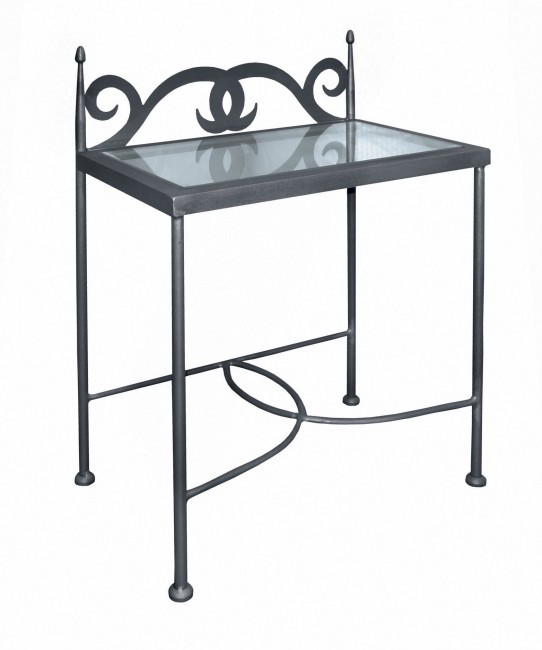 IRON-ART Noční stolek CARTAGENA - se skleněnou deskou, kov + sklo