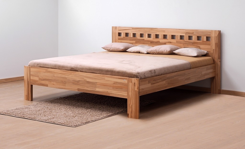 BMB ELLA MOSAIC - masivní dubová postel 160 x 200 cm, dub masiv