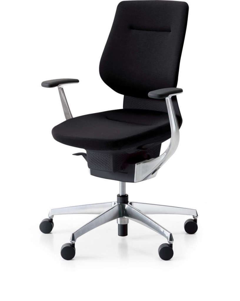 Kokuyo Japonská aktivní židle - Kokuyo ING GLIDER 360° čalouněná černá - černá, plast + textil + kov