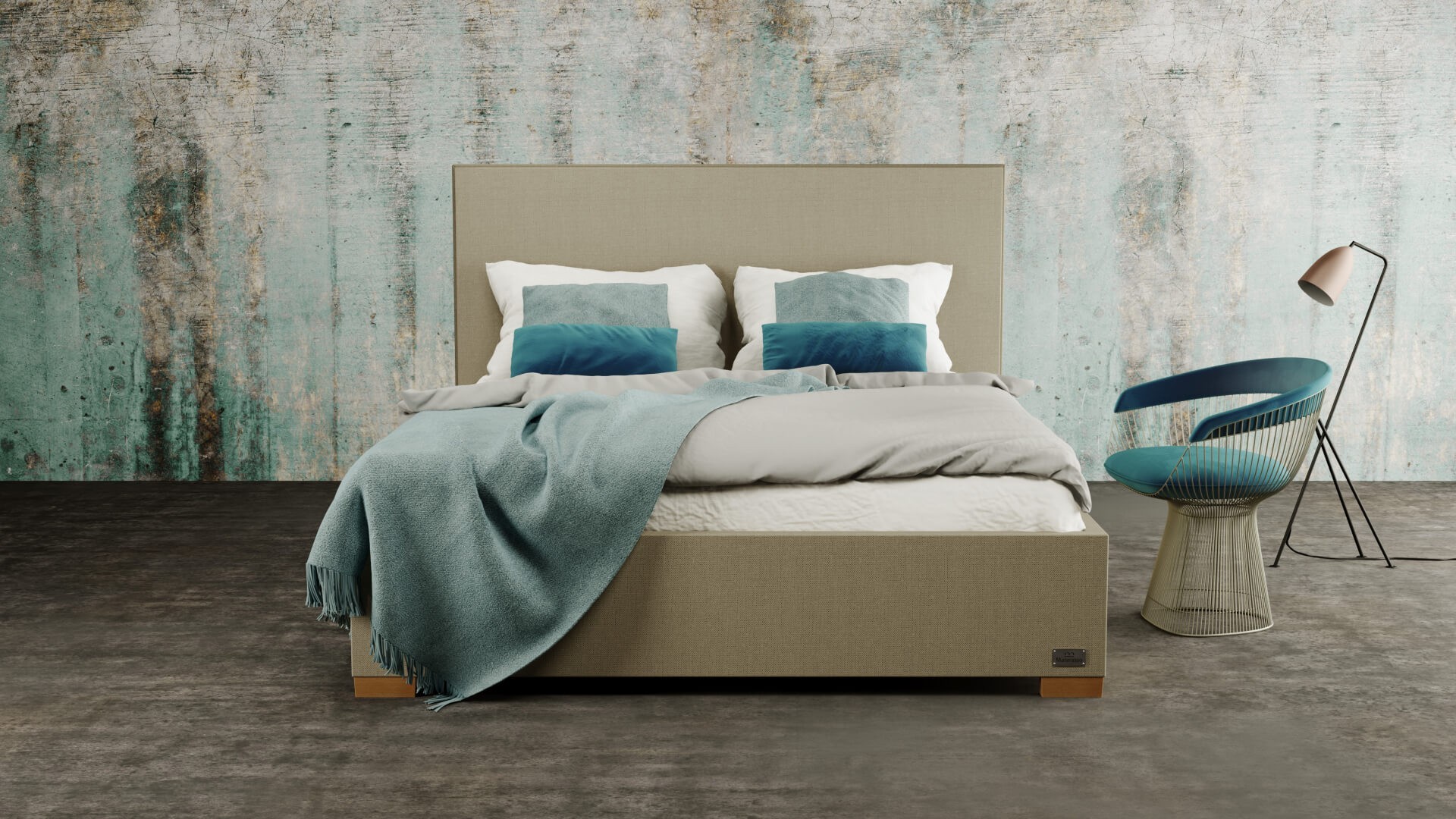 Materasso ARGENTINA - designová postel s čalouněným čelem (typ potahu A), celočalouněná + MDF deska