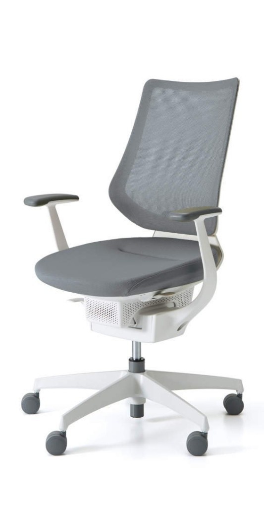 Kokuyo Japonská aktivní židle - Kokuyo ING GLIDER 360° bílá kostra - šedá, plast + textil