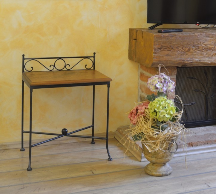 IRON-ART Noční stolek ROMANTIC - bez zásuvky, kov + dřevo