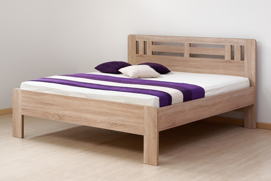 BMB ELLA MOON 180 x 200 cm - kvalitní lamino postel oblé rohy imitace dřeva ořech Natur - SKLADEM, lamino