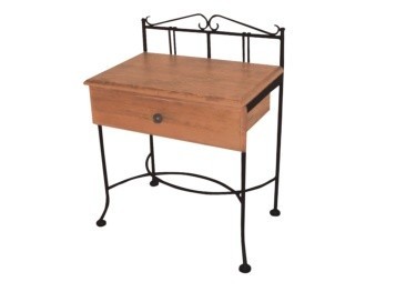 IRON-ART Noční stolek SARDEGNA - se zásuvkou, kov + dřevo