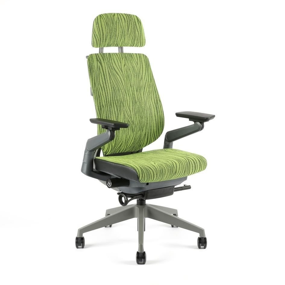 Levně Office Pro Office Pro - kancelářská židle KARME mesh s podhlavníkem - zelená žíhaná