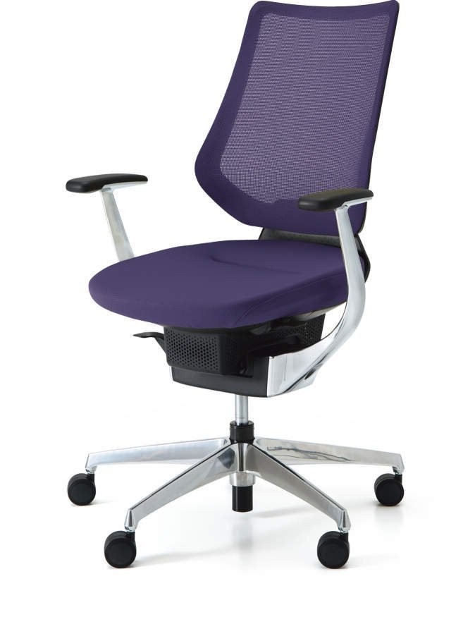 Kokuyo Japonská aktivní židle - Kokuyo ING GLIDER 360° chrom - fialová, plast + textil + kov