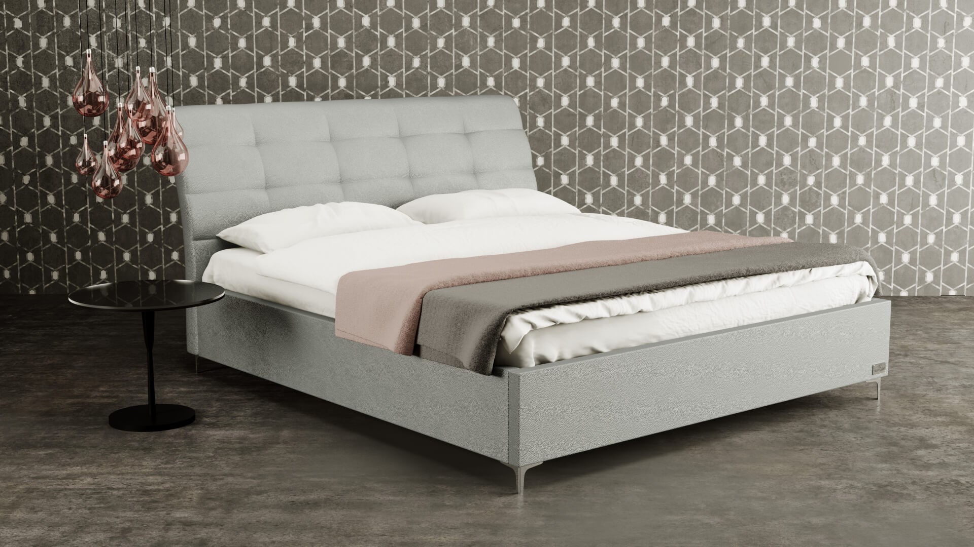 Materasso CLAUDIA - designová čalouněná postel (typ potahu A) 140 x 200 cm, celočalouněná + MDF deska