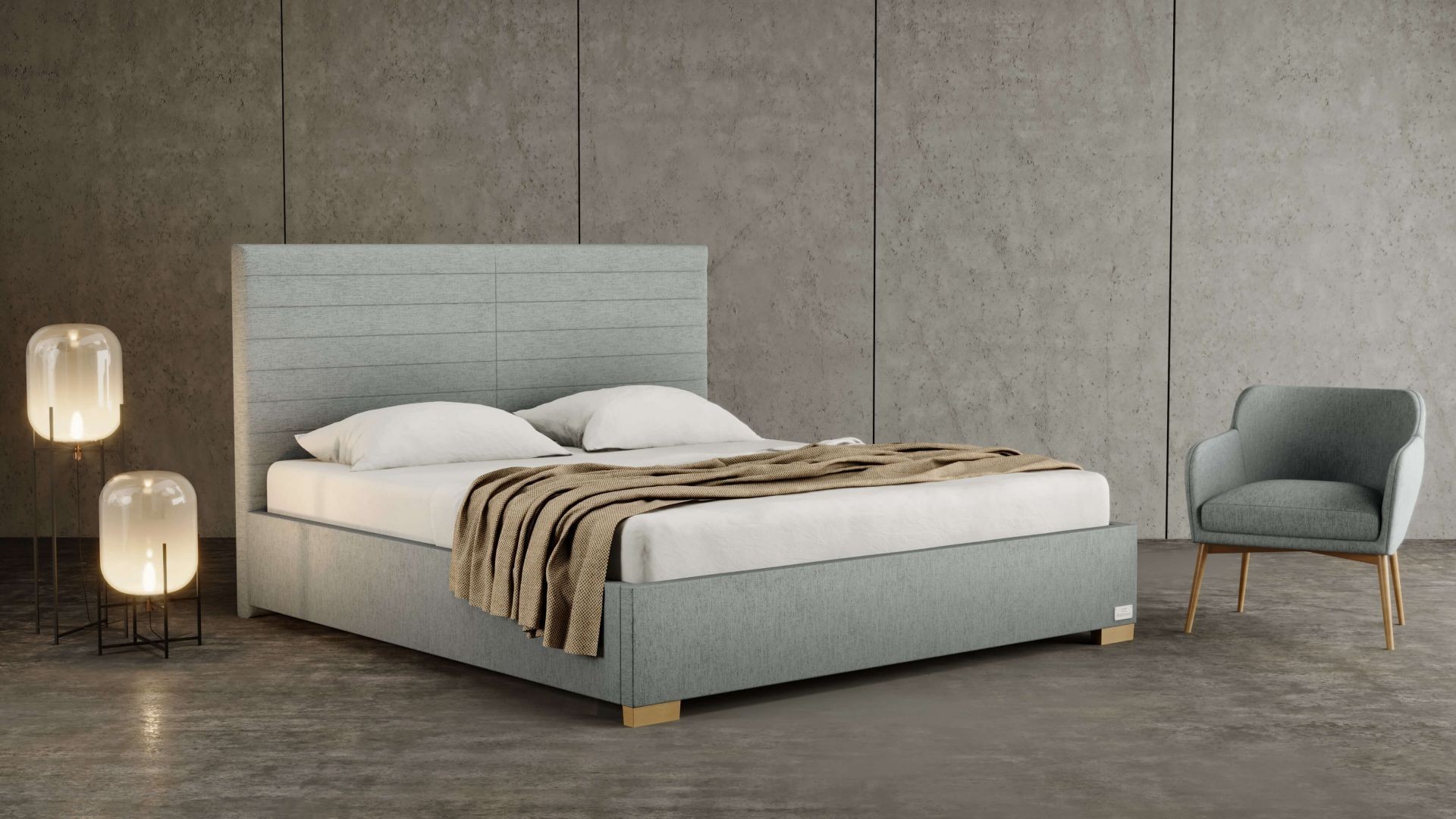 Materasso NOBILIA - designová čalouněná postel (typ potahu A) 140 x 200 cm, celočalouněná + MDF deska