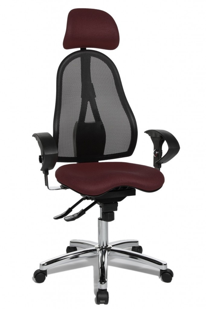 Topstar Topstar - oblíbená kancelářská židle Sitness 45 - bordó, plast + textil + kov