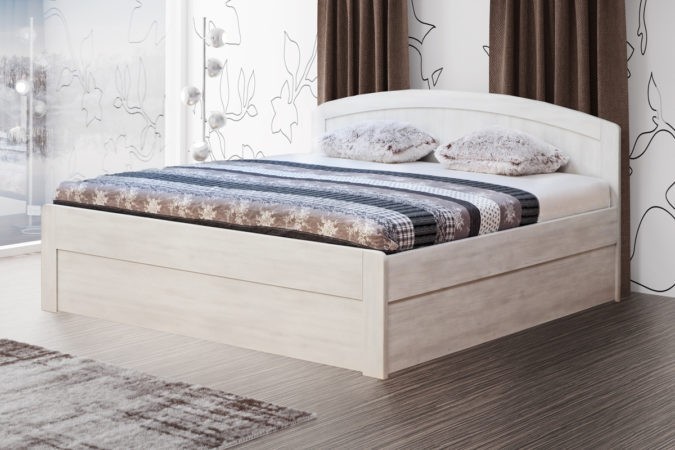 BMB MARIKA ART - masivní dubová postel s úložným prostorem, dub masiv