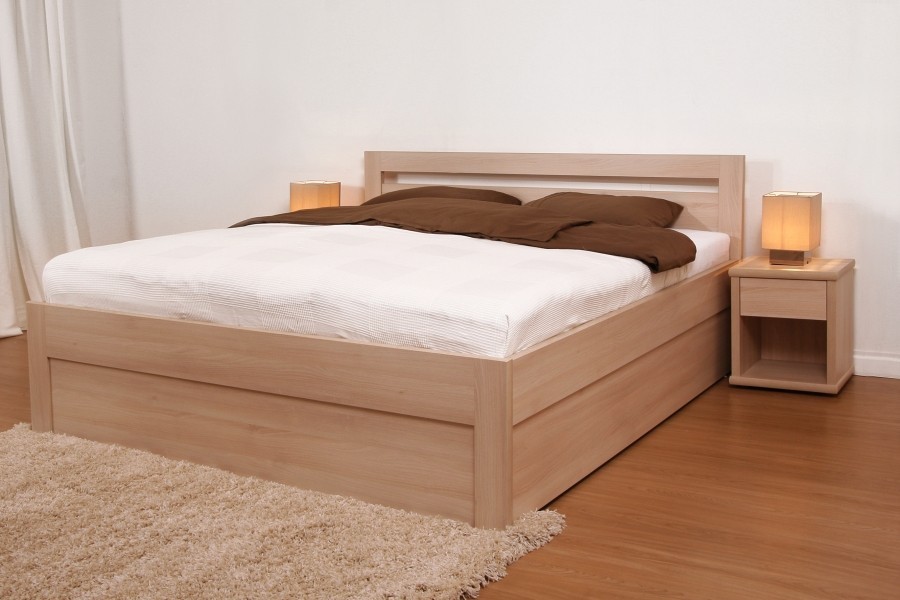 BMB MARIKA KLASIK - masivní buková postel s úložným prostorem, buk masiv