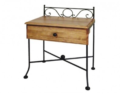 IRON-ART Noční stolek ROMANTIC - se zásuvkou, kov + dřevo