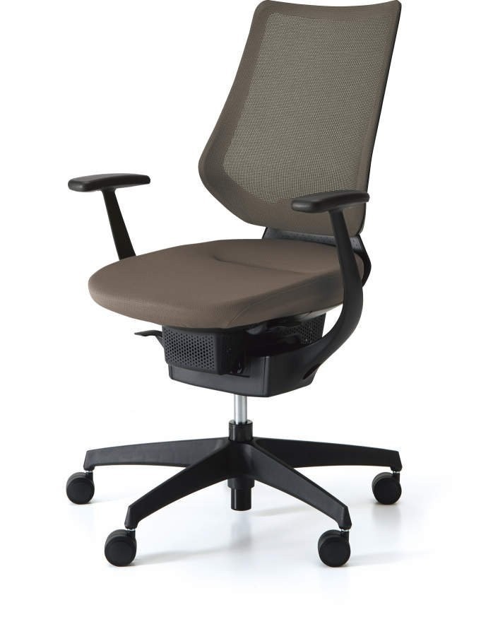 Kokuyo Japonská aktivní židle - Kokuyo ING GLIDER 360° černá kostra - hnědá, plast + textil