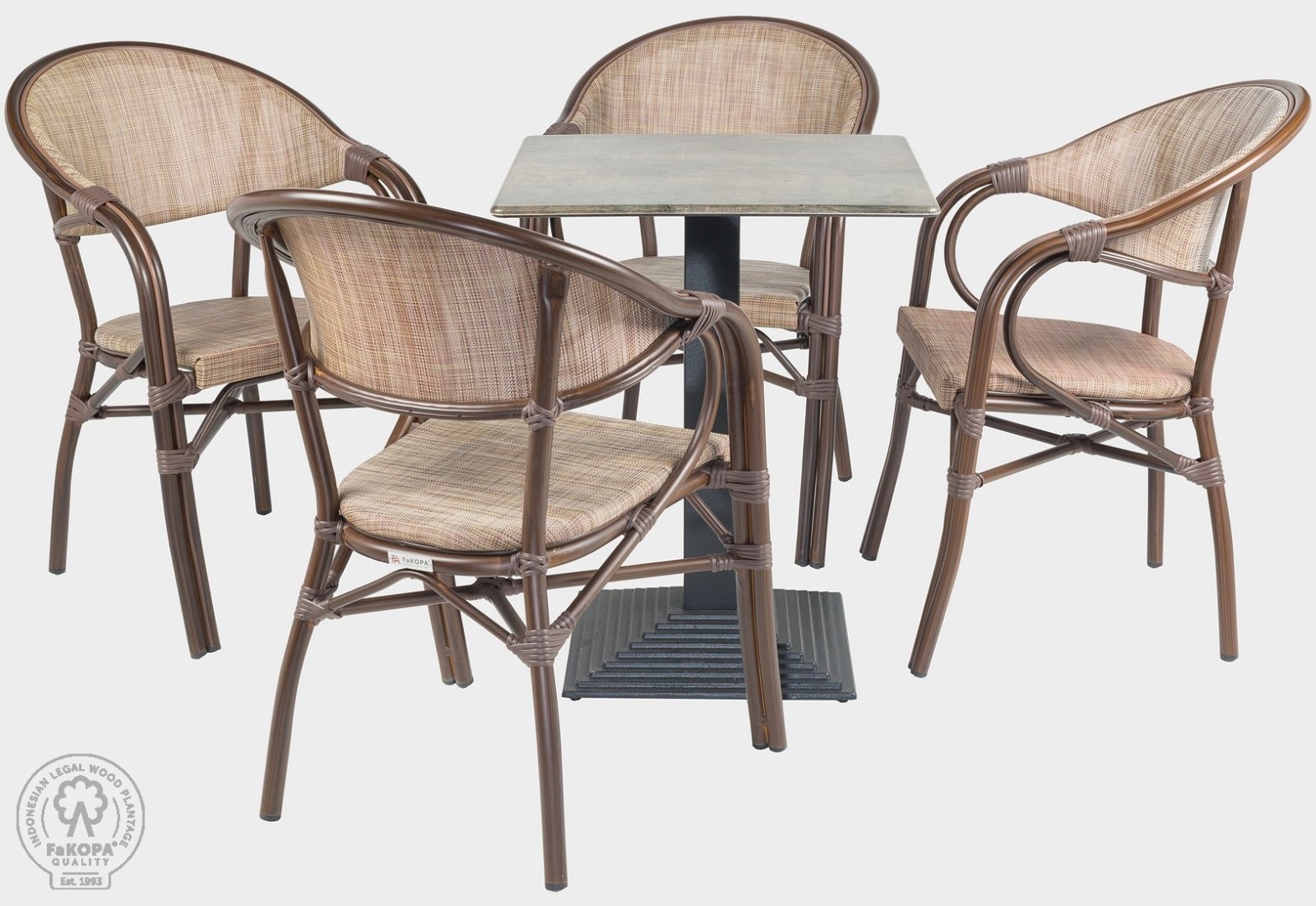 FaKOPA s. r. o. MILANO SET V - jídelní set s křesly a stolem 60 x 60 cm, hliník + textílie