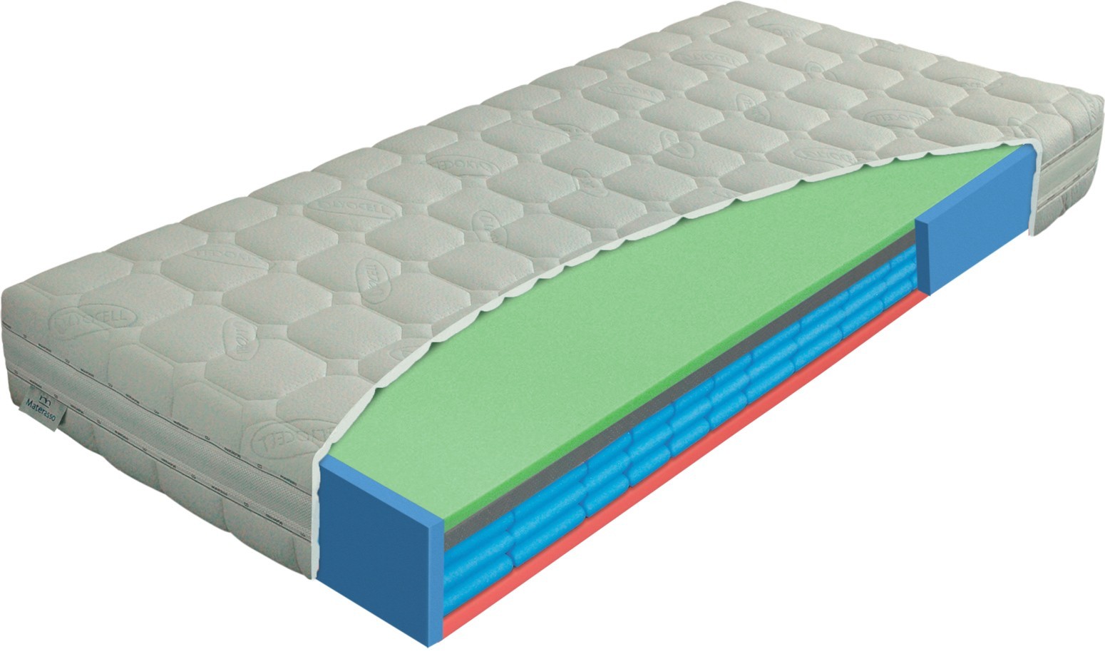 Materasso AIRSPRING senior - exkluzivní matrace z pěnových pružin se zpevněnými boky 85 x 190 cm, snímatelný potah