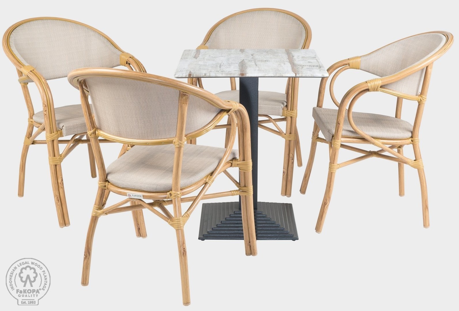 FaKOPA s. r. o. MILANO SET IV - jídelní set s křesly a stolem 60 x 60 cm, hliník + textílie