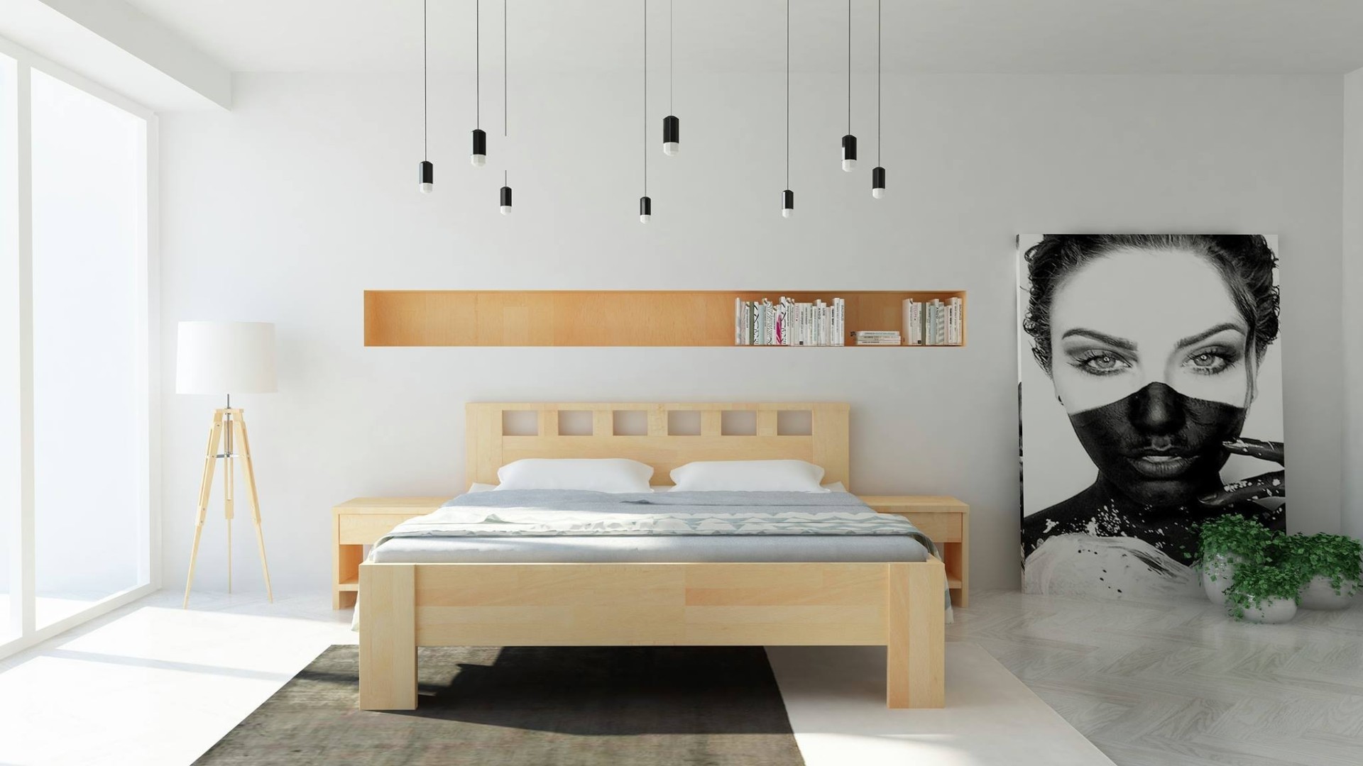 TEXPOL LUCIA - masivní buková postel s ozdobným čelem 140 x 200 cm, buk masiv